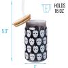 Silver Buffalo Disney Villains Featuring Scar, Maleficent, Ursula, Evil Queen, and Hades Chrome Glass Jar Tumbler with Bamboo Lid and Glass Straw, 16 Ounces(Friday the 13th)