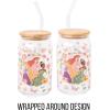 Silver Buffalo Disney Villains Featuring Scar, Maleficent, Ursula, Evil Queen, and Hades Chrome Glass Jar Tumbler with Bamboo Lid and Glass Straw, 16 Ounces(Disney Princess Rapnuzel  Ariel  and Tiana)