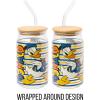 Silver Buffalo Disney Villains Featuring Scar, Maleficent, Ursula, Evil Queen, and Hades Chrome Glass Jar Tumbler with Bamboo Lid and Glass Straw, 16 Ounces(Donald Duck)