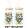 Silver Buffalo Disney Villains Featuring Scar, Maleficent, Ursula, Evil Queen, and Hades Chrome Glass Jar Tumbler with Bamboo Lid and Glass Straw, 16 Ounces(Harry Potter Hufflepuff)