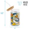 Silver Buffalo Disney Villains Featuring Scar, Maleficent, Ursula, Evil Queen, and Hades Chrome Glass Jar Tumbler with Bamboo Lid and Glass Straw, 16 Ounces(Donald Duck)