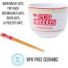 Silver Buffalo Pokemon Pokeball Ceramic Ramen Noodle Bowl with Chopsticks, Microwave Safe, 20 Ounces(Cup Noodles Logo)