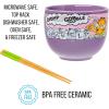 Silver Buffalo Pokemon Pokeball Ceramic Ramen Noodle Bowl with Chopsticks, Microwave Safe, 20 Ounces(Garfield Eating Takeout)