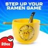 Silver Buffalo Pokemon Pokeball Ceramic Ramen Noodle Bowl with Chopsticks, Microwave Safe, 20 Ounces(Pokemon Pikachu Spoon Set)