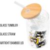 Silver Buffalo Sanrio Hello Kitty and Friends Cinnamoroll Polaroids Glass Jar Tumbler with Bamboo Lid and Glass Straw, 16 Ounces(Badtz-Maru Polaroids)