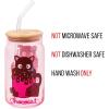 Silver Buffalo Sanrio Hello Kitty and Friends Cinnamoroll Polaroids Glass Jar Tumbler with Bamboo Lid and Glass Straw, 16 Ounces(Chococat Chocolate)