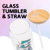Silver Buffalo Sanrio Hello Kitty and Friends Cinnamoroll Polaroids Glass Jar Tumbler with Bamboo Lid and Glass Straw, 16 Ounces(Cinnamoroll Polaroids)