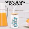 Silver Buffalo Sanrio Hello Kitty and Friends Cinnamoroll Polaroids Glass Jar Tumbler with Bamboo Lid and Glass Straw, 16 Ounces(Cinnamoroll Polaroids)