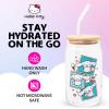 Silver Buffalo Sanrio Hello Kitty and Friends Cinnamoroll Polaroids Glass Jar Tumbler with Bamboo Lid and Glass Straw, 16 Ounces(Cinnamoroll Polaroids)