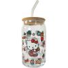 Silver Buffalo Sanrio Hello Kitty and Friends Cinnamoroll Polaroids Glass Jar Tumbler with Bamboo Lid and Glass Straw, 16 Ounces(Hello Kitty Christmas Sweets)