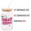 Silver Buffalo Sanrio Hello Kitty and Friends Cinnamoroll Polaroids Glass Jar Tumbler with Bamboo Lid and Glass Straw, 16 Ounces(Hello Kitty Frankenstein)