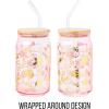 Silver Buffalo Sanrio Hello Kitty and Friends Cinnamoroll Polaroids Glass Jar Tumbler with Bamboo Lid and Glass Straw, 16 Ounces(Hello Kitty Holiday Gingerbread (Pink and Gold Foil))