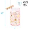 Silver Buffalo Sanrio Hello Kitty and Friends Cinnamoroll Polaroids Glass Jar Tumbler with Bamboo Lid and Glass Straw, 16 Ounces(Hello Kitty Holiday Gingerbread (Pink and Gold Foil))
