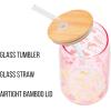 Silver Buffalo Sanrio Hello Kitty and Friends Cinnamoroll Polaroids Glass Jar Tumbler with Bamboo Lid and Glass Straw, 16 Ounces(Hello Kitty Holiday Gingerbread (Pink and Gold Foil))