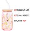 Silver Buffalo Sanrio Hello Kitty and Friends Cinnamoroll Polaroids Glass Jar Tumbler with Bamboo Lid and Glass Straw, 16 Ounces(Hello Kitty Holiday Gingerbread (Pink and Gold Foil))