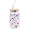 Silver Buffalo Sanrio Hello Kitty and Friends Cinnamoroll Polaroids Glass Jar Tumbler with Bamboo Lid and Glass Straw, 16 Ounces(Hello Kitty Iridescent Glitter (2 Pack))