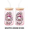 Silver Buffalo Sanrio Hello Kitty and Friends Cinnamoroll Polaroids Glass Jar Tumbler with Bamboo Lid and Glass Straw, 16 Ounces(Hello Kitty Leopard Print (Pink))