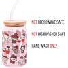 Silver Buffalo Sanrio Hello Kitty and Friends Cinnamoroll Polaroids Glass Jar Tumbler with Bamboo Lid and Glass Straw, 16 Ounces(Hello Kitty Pink Halloween Various Costumes)