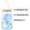 Silver Buffalo Sanrio Hello Kitty and Friends Cinnamoroll Polaroids Glass Jar Tumbler with Bamboo Lid and Glass Straw, 16 Ounces(Hello Kitty Spring Garden Flowers)