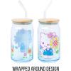 Silver Buffalo Sanrio Hello Kitty and Friends Cinnamoroll Polaroids Glass Jar Tumbler with Bamboo Lid and Glass Straw, 16 Ounces(Hello Kitty Spring Garden Flowers)