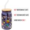 Silver Buffalo Sanrio Hello Kitty and Friends Cinnamoroll Polaroids Glass Jar Tumbler with Bamboo Lid and Glass Straw, 16 Ounces(Hello Kitty and Friends Halloween Costumes Black)