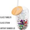 Silver Buffalo Sanrio Hello Kitty and Friends Cinnamoroll Polaroids Glass Jar Tumbler with Bamboo Lid and Glass Straw, 16 Ounces(Hello Kitty and Friends Halloween Costumes)