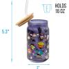 Silver Buffalo Sanrio Hello Kitty and Friends Cinnamoroll Polaroids Glass Jar Tumbler with Bamboo Lid and Glass Straw, 16 Ounces(Hello Kitty and Friends Halloween Costumes Black)