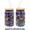 Silver Buffalo Sanrio Hello Kitty and Friends Cinnamoroll Polaroids Glass Jar Tumbler with Bamboo Lid and Glass Straw, 16 Ounces(Hello Kitty and Friends Halloween Costumes Black)