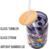 Silver Buffalo Sanrio Hello Kitty and Friends Cinnamoroll Polaroids Glass Jar Tumbler with Bamboo Lid and Glass Straw, 16 Ounces(Hello Kitty and Friends Halloween Costumes Black)