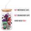 Silver Buffalo Sanrio Hello Kitty and Friends Cinnamoroll Polaroids Glass Jar Tumbler with Bamboo Lid and Glass Straw, 16 Ounces(Hello Kitty and Friends Halloween Costumes)