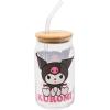 Silver Buffalo Sanrio Hello Kitty and Friends Cinnamoroll Polaroids Glass Jar Tumbler with Bamboo Lid and Glass Straw, 16 Ounces(Kuromi (2 Pack))