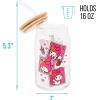 Silver Buffalo Sanrio Hello Kitty and Friends Cinnamoroll Polaroids Glass Jar Tumbler with Bamboo Lid and Glass Straw, 16 Ounces(My Melody Polaroids)