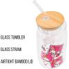 Silver Buffalo Sanrio Hello Kitty and Friends Cinnamoroll Polaroids Glass Jar Tumbler with Bamboo Lid and Glass Straw, 16 Ounces(My Melody Polaroids)
