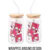 Silver Buffalo Sanrio Hello Kitty and Friends Cinnamoroll Polaroids Glass Jar Tumbler with Bamboo Lid and Glass Straw, 16 Ounces(My Melody Polaroids)