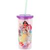 Silver Buffalo Disney Lilo and Stitch Tropical Pattern Plastic Tall Cold Cup with Lid and Straw, 20 Ounces(Disney Princess)