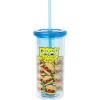 Silver Buffalo Disney Lilo and Stitch Tropical Pattern Plastic Tall Cold Cup with Lid and Straw, 20 Ounces(Krabby Patties)