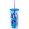 Silver Buffalo Disney Lilo and Stitch Tropical Pattern Plastic Tall Cold Cup with Lid and Straw, 20 Ounces(Lilo and Stitch 2 Cute)
