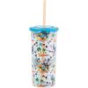 Silver Buffalo Disney Lilo and Stitch Tropical Pattern Plastic Tall Cold Cup with Lid and Straw, 20 Ounces(Lilo and Stitch in Floatie)