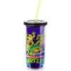 Silver Buffalo Disney Lilo and Stitch Tropical Pattern Plastic Tall Cold Cup with Lid and Straw, 20 Ounces(Teenage Mutant Ninja Turtles)