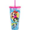 Silver Buffalo Disney Lilo and Stitch Tropical Pattern Plastic Tall Cold Cup with Lid and Straw, 20 Ounces(The Powerpuff Girls (Big))