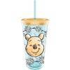 Silver Buffalo Disney Lilo and Stitch Tropical Pattern Plastic Tall Cold Cup with Lid and Straw, 20 Ounces(Winnie the Pooh Flowers (Big))