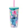 Silver Buffalo Disney Lilo and Stitch Tropical Sitting Stitch Double Walled Stainless Steel Water Bottle, 25 Ounces(20oz Aloha Stitch)