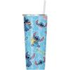 Silver Buffalo Disney Lilo and Stitch Tropical Sitting Stitch Double Walled Stainless Steel Water Bottle, 25 Ounces(22oz Stitch Snacking and Expressions)