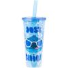 Silver Buffalo Disney Lilo and Stitch Tropical Sitting Stitch Double Walled Stainless Steel Water Bottle, 25 Ounces(24oz Cool Sunglasses Just Chill Boba Straw)