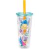 Silver Buffalo Disney Lilo and Stitch Tropical Sitting Stitch Double Walled Stainless Steel Water Bottle, 25 Ounces(24oz Stitch Cute Decals Boba Straw)