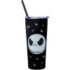 Silver Buffalo Disney Tim Burton’s Nightmare Before Christmas “Forever and Always” Featuring Jack Skellington and Sally Double Walled Stainless Steel Tumbler with Straw, 22 Ounces(Seriously Spooky (22 Ounces))