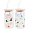 Silver Buffalo Disney Villains Featuring Scar, Maleficent, Ursula, Evil Queen, and Hades Chrome Glass Jar Tumbler with Bamboo Lid and Glass Straw, 16 Ounces(Harry Potter Iconic Icons (2 Pack))
