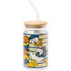 Silver Buffalo Disney Villains Featuring Scar, Maleficent, Ursula, Evil Queen, and Hades Chrome Glass Jar Tumbler with Bamboo Lid and Glass Straw, 16 Ounces(Donald Duck)