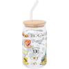 Silver Buffalo Disney Villains Featuring Scar, Maleficent, Ursula, Evil Queen, and Hades Chrome Glass Jar Tumbler with Bamboo Lid and Glass Straw, 16 Ounces(Harry Potter Icons)