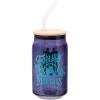 Silver Buffalo Disney Villains Featuring Scar, Maleficent, Ursula, Evil Queen, and Hades Chrome Glass Jar Tumbler with Bamboo Lid and Glass Straw, 16 Ounces(Haunted Mansion Foolish Mortals)